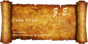 Zeke Erik névjegykártya